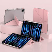 For iPad Air 13 2024 / 2025 mutural Y-Shape Deformation Leather Tablet Case(Pink)