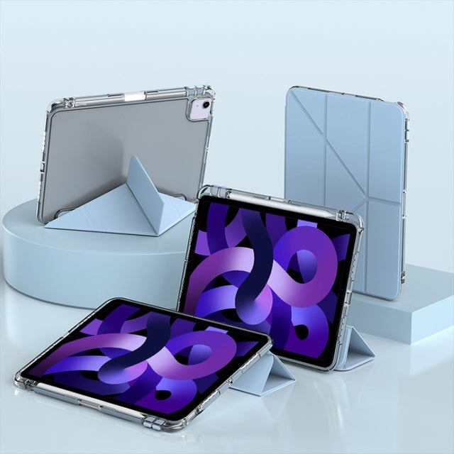 For iPad Air 11 2025 / 2024 mutural Y-Shape Deformation Leather Tablet Case(Ice Blue)