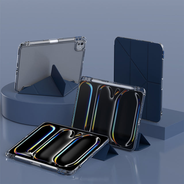 For iPad Pro 11 2024 mutural Y-Shape Deformation Leather Tablet Case(Navy Blue)