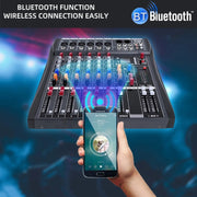 XTUGA CT60X 6-Channels Audio Mixer DJ Mixing Console with 48V Power Supply(US Plug)