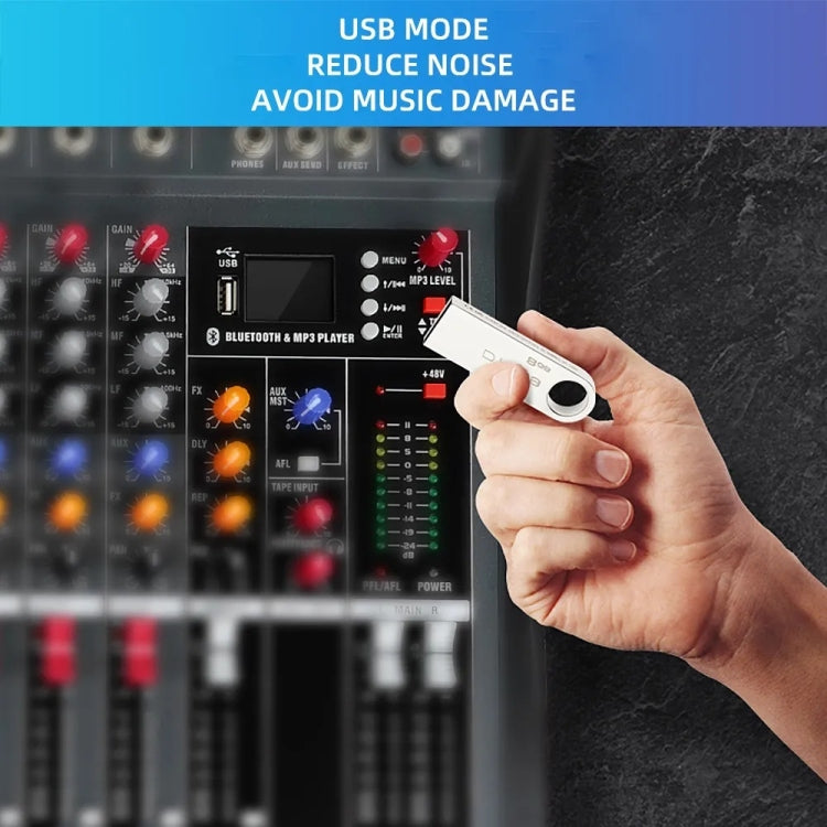 XTUGA CT60X 6-Channels Audio Mixer DJ Mixing Console with 48V Power Supply(US Plug)