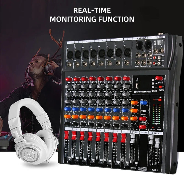 XTUGA CT80X 8-Channels Audio Mixer DJ Mixing Console with 48V Power Supply(AU Plug) - Live Sound Effects Processors by XTUGA | Online Shopping South Africa | PMC TechLife | Buy Now Pay Later Mobicred