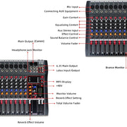 XTUGA CT80X 8-Channels Audio Mixer DJ Mixing Console with 48V Power Supply(EU Plug)