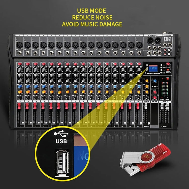 XTUGA CT160X 16-Channels Audio Mixer DJ Mixing Console with 48V Power Supply(AU Plug) - Live Sound Effects Processors by XTUGA | Online Shopping South Africa | PMC TechLife | Buy Now Pay Later Mobicred