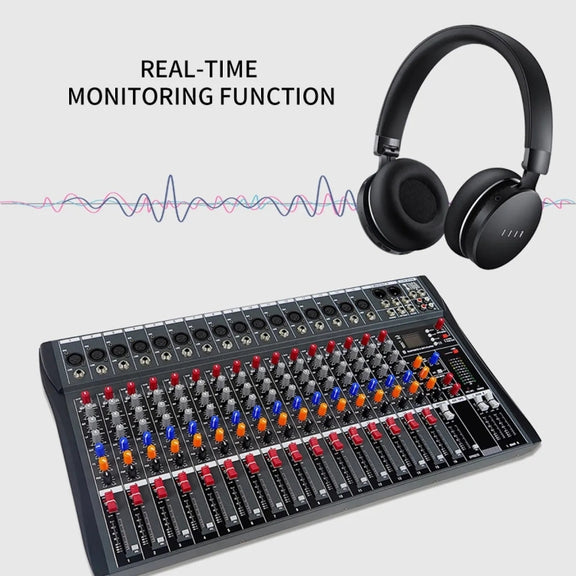 XTUGA CT160X 16-Channels Audio Mixer DJ Mixing Console with 48V Power Supply(EU Plug)