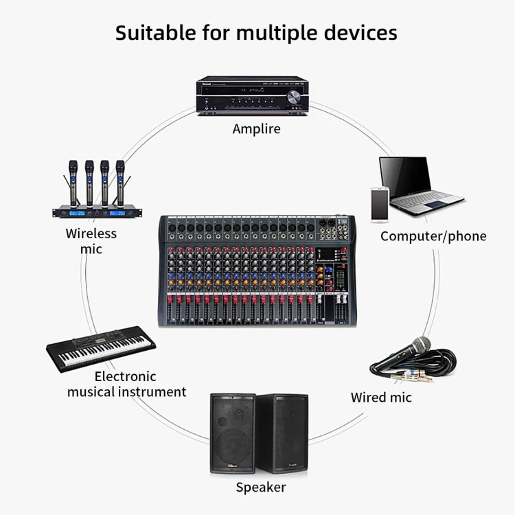 XTUGA CT160X 16-Channels Audio Mixer DJ Mixing Console with 48V Power Supply(AU Plug) - Live Sound Effects Processors by XTUGA | Online Shopping South Africa | PMC TechLife | Buy Now Pay Later Mobicred