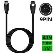 90 Degree mini DIN 9 Pin Male to Female TV Box Adapter Cable, Length:3m(Black)