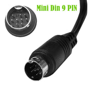 90 Degree mini DIN 9 Pin Male to Female TV Box Adapter Cable, Length:3m(Black)