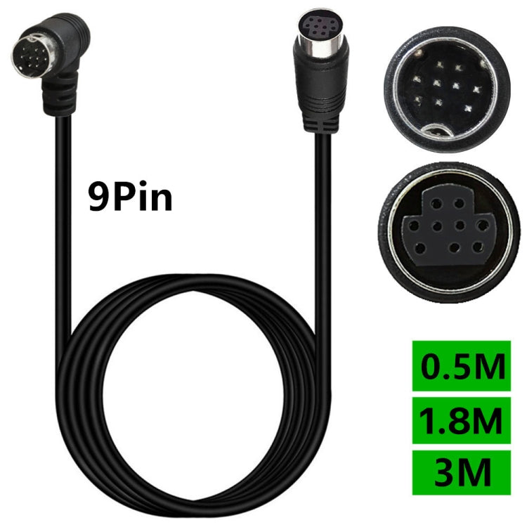 Curved mini DIN 9 Pin Male to Female TV Box Adapter Cable, Length:3m(Black)