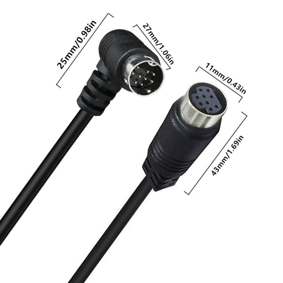 Curved mini DIN 9 Pin Male to Female TV Box Adapter Cable, Length:3m(Black)