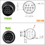 Curved mini DIN 9 Pin Male to Female TV Box Adapter Cable, Length:3m(Black)