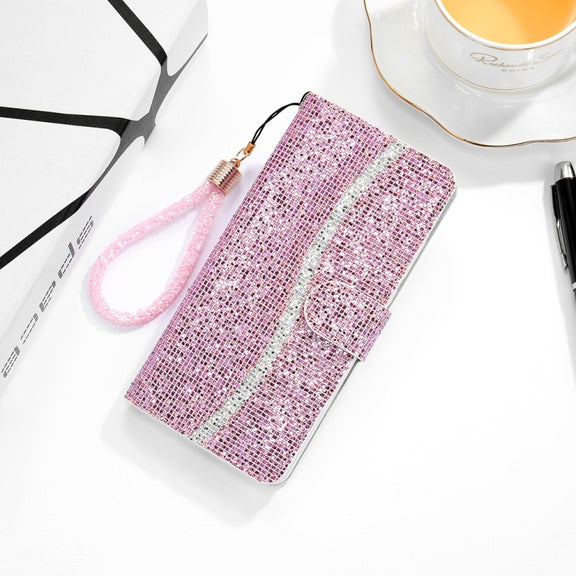 For Samsung Galaxy S25 Ultra 5G Glitter Powder Filp Leather Phone Case(Pink)