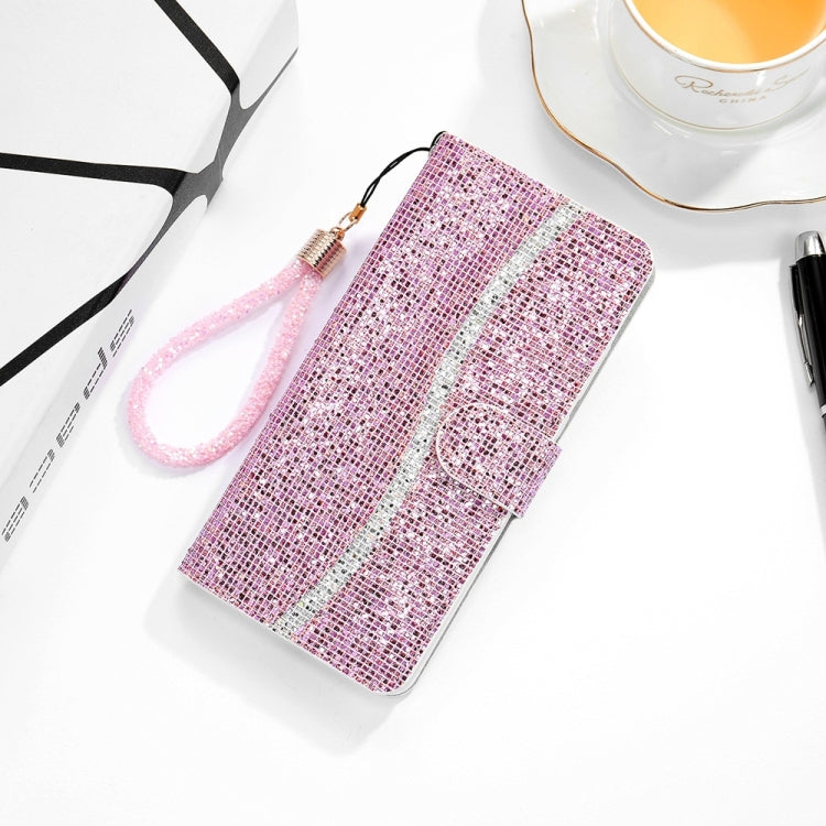 For Samsung Galaxy S25 Ultra 5G Glitter Powder Filp Leather Phone Case(Pink)