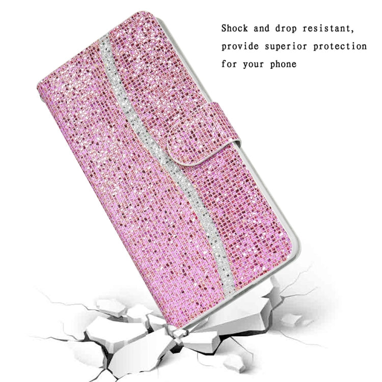 For Samsung Galaxy S25 Ultra 5G Glitter Powder Filp Leather Phone Case(Pink)