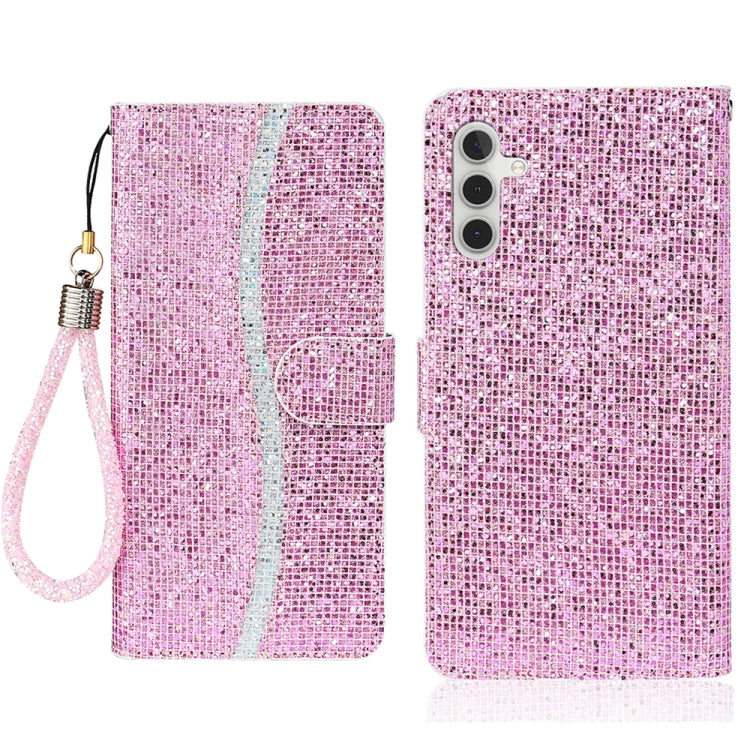 For Samsung Galaxy S25+ 5G Glitter Powder Filp Leather Phone Case(Pink) - Galaxy S25+ 5G Cases by PMC Jewellery | Online Shopping South Africa | PMC Jewellery | Buy Now Pay Later Mobicred
