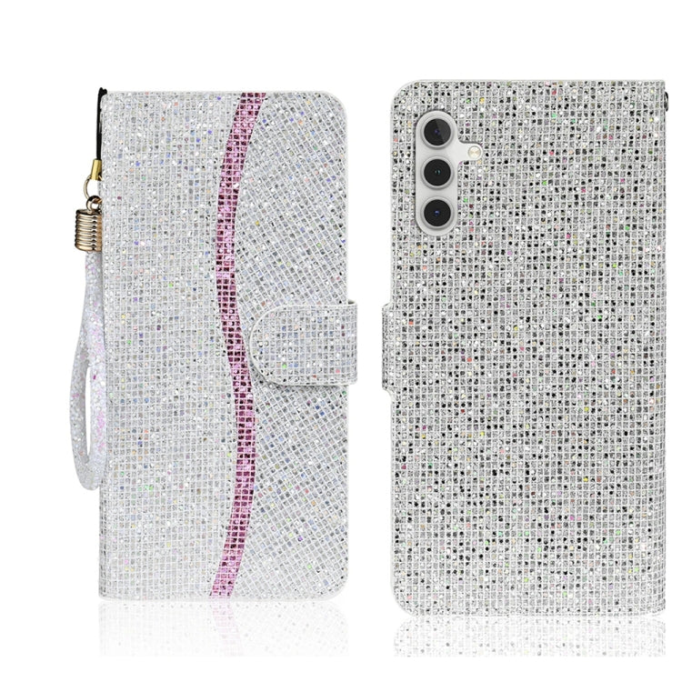 For Samsung Galaxy S25+ 5G Glitter Powder Filp Leather Phone Case(Silver) - Galaxy S25+ 5G Cases by PMC Jewellery | Online Shopping South Africa | PMC Jewellery | Buy Now Pay Later Mobicred