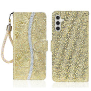 For Samsung Galaxy S25 5G Glitter Powder Filp Leather Phone Case(Gold)