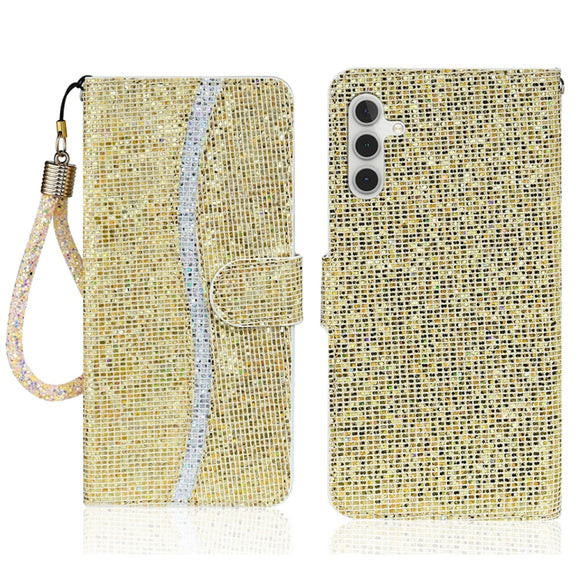 For Samsung Galaxy S25 5G Glitter Powder Filp Leather Phone Case(Gold)