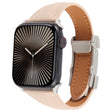 For Apple Watch 46mm / 49mm / 45mm / 44mm Slim Magnetic Buckle Genuine Leather Watch Band(Light Pink) - Watch Bands by PMc TechLife | Online Shopping South Africa | PMc TechLife | Buy Now Pay Later Mobicred