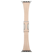 For Apple Watch 46mm / 49mm / 45mm / 44mm Slim Magnetic Buckle Genuine Leather Watch Band(Light Pink)