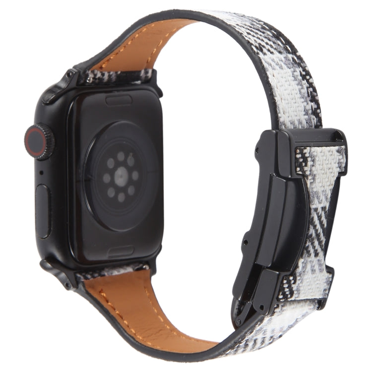 For Apple Watch 46mm / 49mm / 45mm / 44mm Slim Magnetic Buckle Napped Fabric Leather Watch Band(Grey)