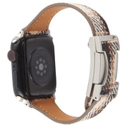For Apple Watch 46mm / 49mm / 45mm / 44mm Slim Magnetic Buckle Napped Fabric Leather Watch Band(Brown)