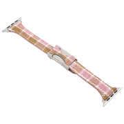 For Apple Watch 42mm / 41mm / 40mm / 38mm Slim Magnetic Buckle Napped Fabric Leather Watch Band(Pink)