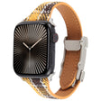 For Apple Watch 42mm / 41mm / 40mm / 38mm Slim Magnetic Buckle Napped Fabric Leather Watch Band(Yellow) - Watch Bands by PMC TechLife | Online Shopping South Africa | PMC TechLife | Buy Now Pay Later Mobicred