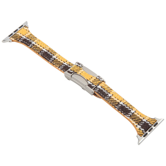 For Apple Watch 42mm / 41mm / 40mm / 38mm Slim Magnetic Buckle Napped Fabric Leather Watch Band(Yellow)