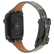 For Apple Watch 42mm / 41mm / 40mm / 38mm Slim Magnetic Buckle Napped Fabric Leather Watch Band(Green)