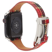 For Apple Watch 42mm / 41mm / 40mm / 38mm Slim Magnetic Buckle Napped Fabric Leather Watch Band(Red)