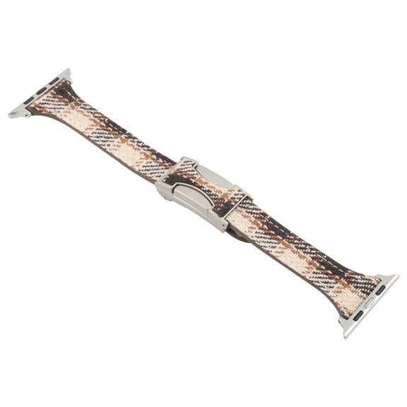For Apple Watch 42mm / 41mm / 40mm / 38mm Slim Magnetic Buckle Napped Fabric Leather Watch Band(Brown)