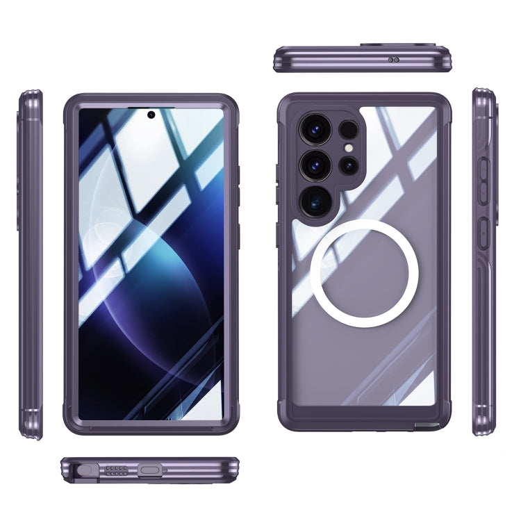 For Samsung Galaxy S25 Ultra 5G Tempered Glass MagSafe Phone Case(Purple) - Galaxy S25 Ultra 5G Cases by PMC Jewellery | Online Shopping South Africa | PMC Jewellery | Buy Now Pay Later Mobicred
