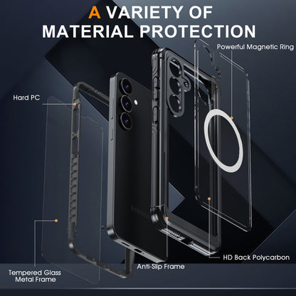 For Samsung Galaxy S25 Edge 5G RedPepper Tempered Glass MagSafe Phone Case(Black) - Galaxy S25 Edge 5G Cases by RedPepper | Online Shopping South Africa | PMC Jewellery | Buy Now Pay Later Mobicred