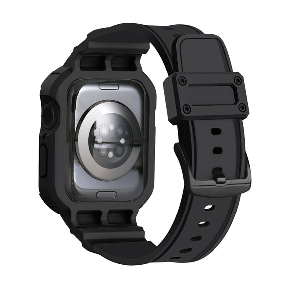 For Apple Watch Series 10 46mm Armor TPU Case Integrated Watch Band(Black)