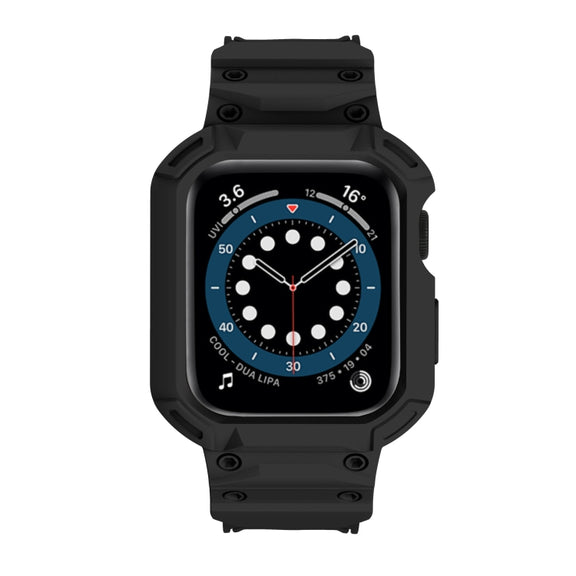 For Apple Watch Series 10 46mm Armor TPU Case Integrated Watch Band(Black)