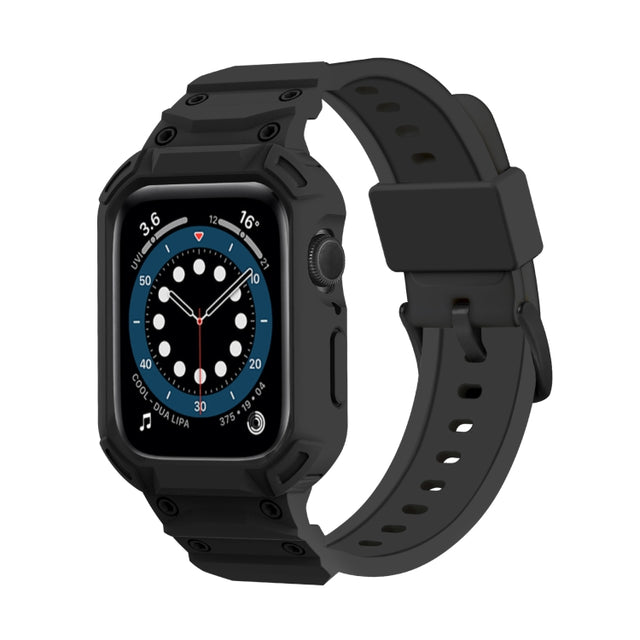 For Apple Watch Series 10 46mm Armor TPU Case Integrated Watch Band(Black)