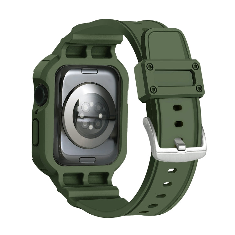 For Apple Watch Series 10 46mm Armor TPU Case Integrated Watch Band(Army Green)