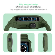 For Apple Watch Series 10 46mm Armor TPU Case Integrated Watch Band(Army Green)