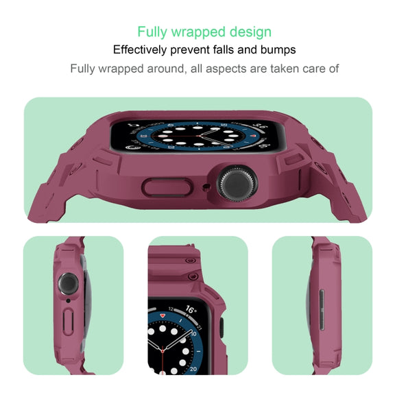 For Apple Watch Series 10 46mm Armor TPU Case Integrated Watch Band(Plum Color)