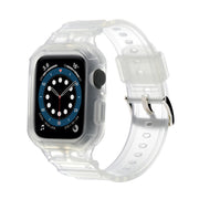 For Apple Watch Series 10 46mm Armor TPU Case Integrated Watch Band(Frosted Clear)