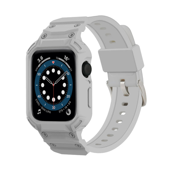 For Apple Watch Series 10 46mm Armor TPU Case Integrated Watch Band(Light Grey)