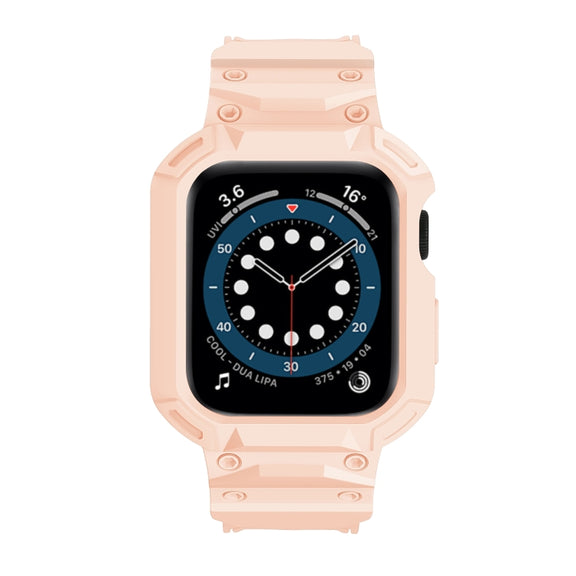 For Apple Watch Series 10 42mm Armor TPU Case Integrated Watch Band(Pink)