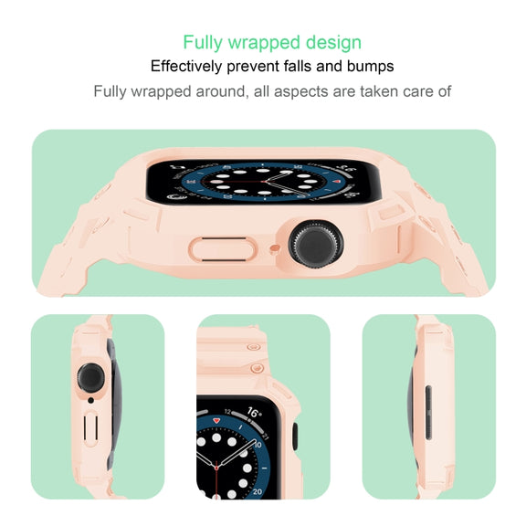 For Apple Watch Series 10 42mm Armor TPU Case Integrated Watch Band(Pink)