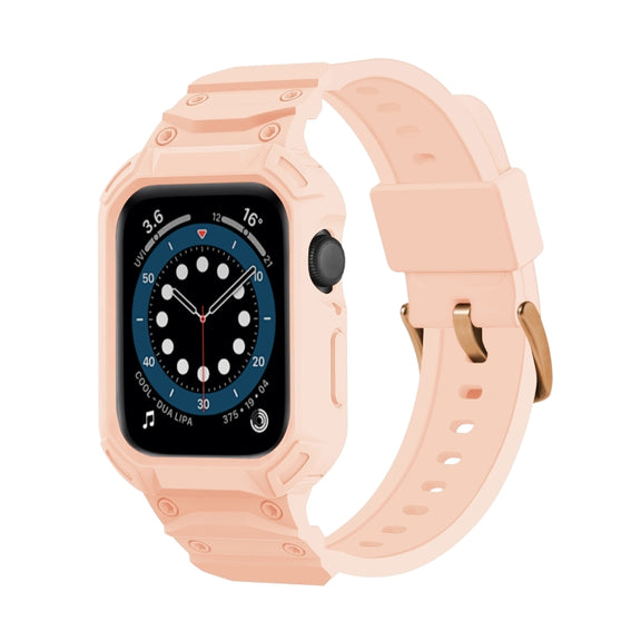 For Apple Watch Series 10 42mm Armor TPU Case Integrated Watch Band(Pink)