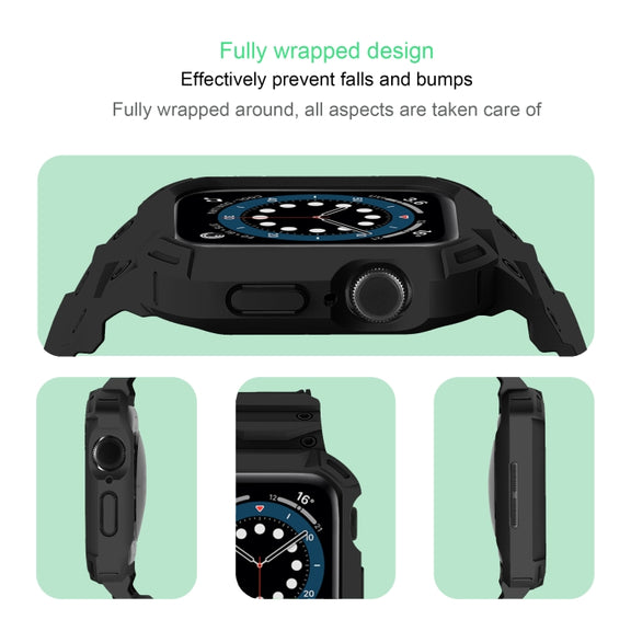 For Apple Watch Series 10 42mm Armor TPU Case Integrated Watch Band(Black)