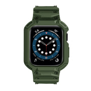 For Apple Watch Series 10 42mm Armor TPU Case Integrated Watch Band(Army Green)