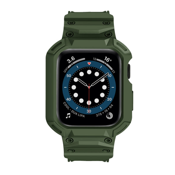For Apple Watch Series 10 42mm Armor TPU Case Integrated Watch Band(Army Green)