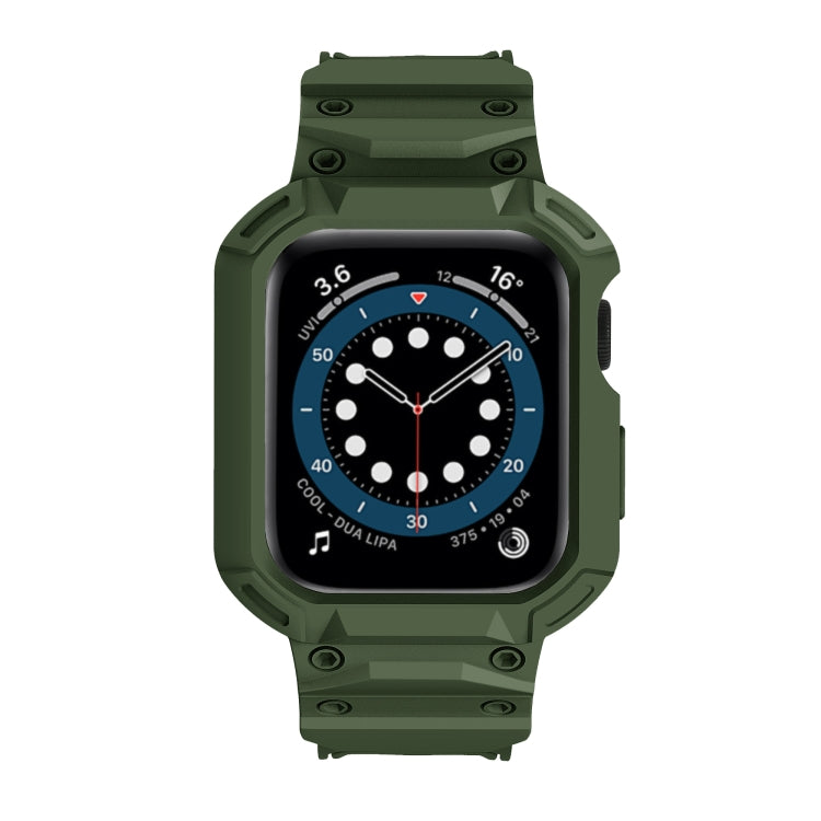 For Apple Watch Series 10 42mm Armor TPU Case Integrated Watch Band(Army Green)