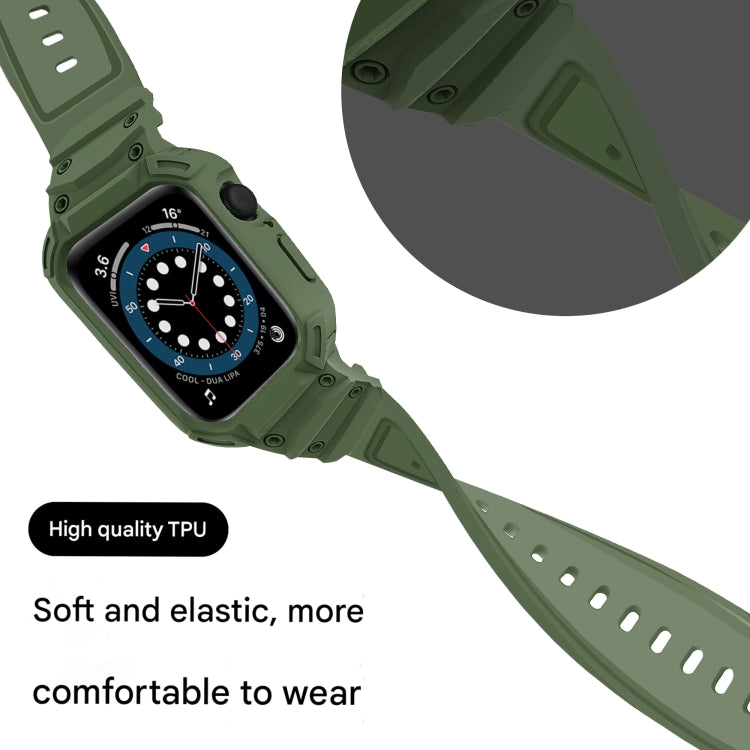 For Apple Watch Series 10 42mm Armor TPU Case Integrated Watch Band(Army Green)